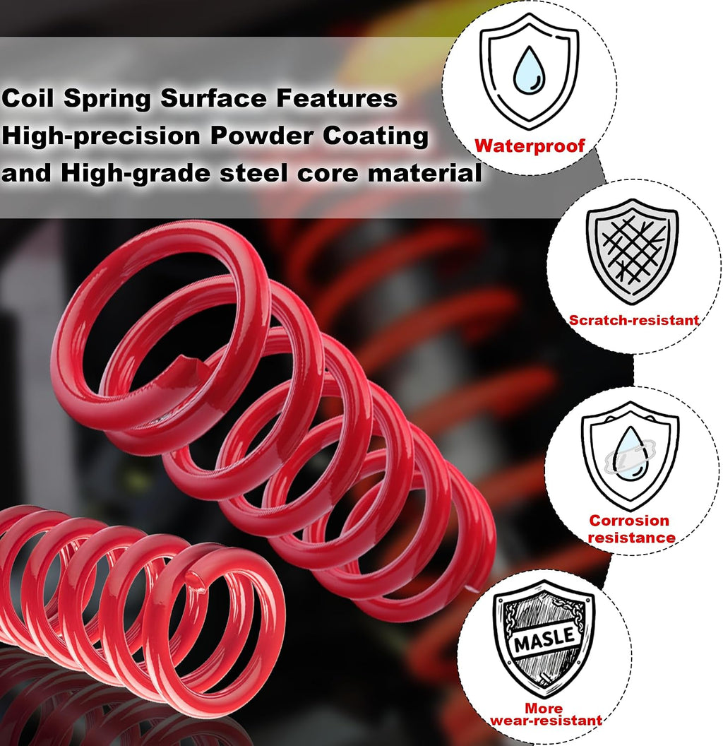 2" Front Drop Coil Spring Lowering Kit for 1999-2007 Chevy Silverado/GMC Sierra 1500 (2WD V8 Only),Drop Coils Spring Kit-Red