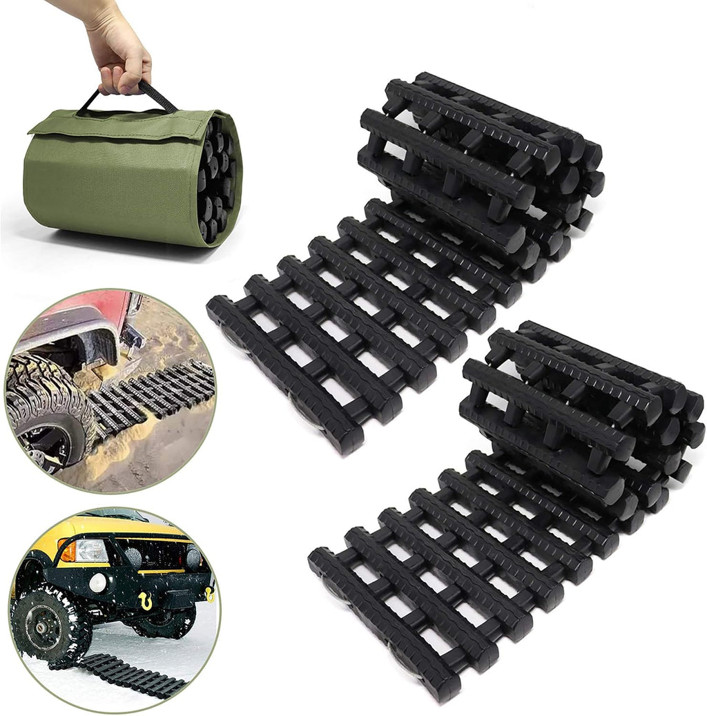 2PC Traction Tracks Mats TPR 31.5" L Tire Recovery Track Pad Roll Car Vehicle Tyre Traction Boards Tire Ladder Track