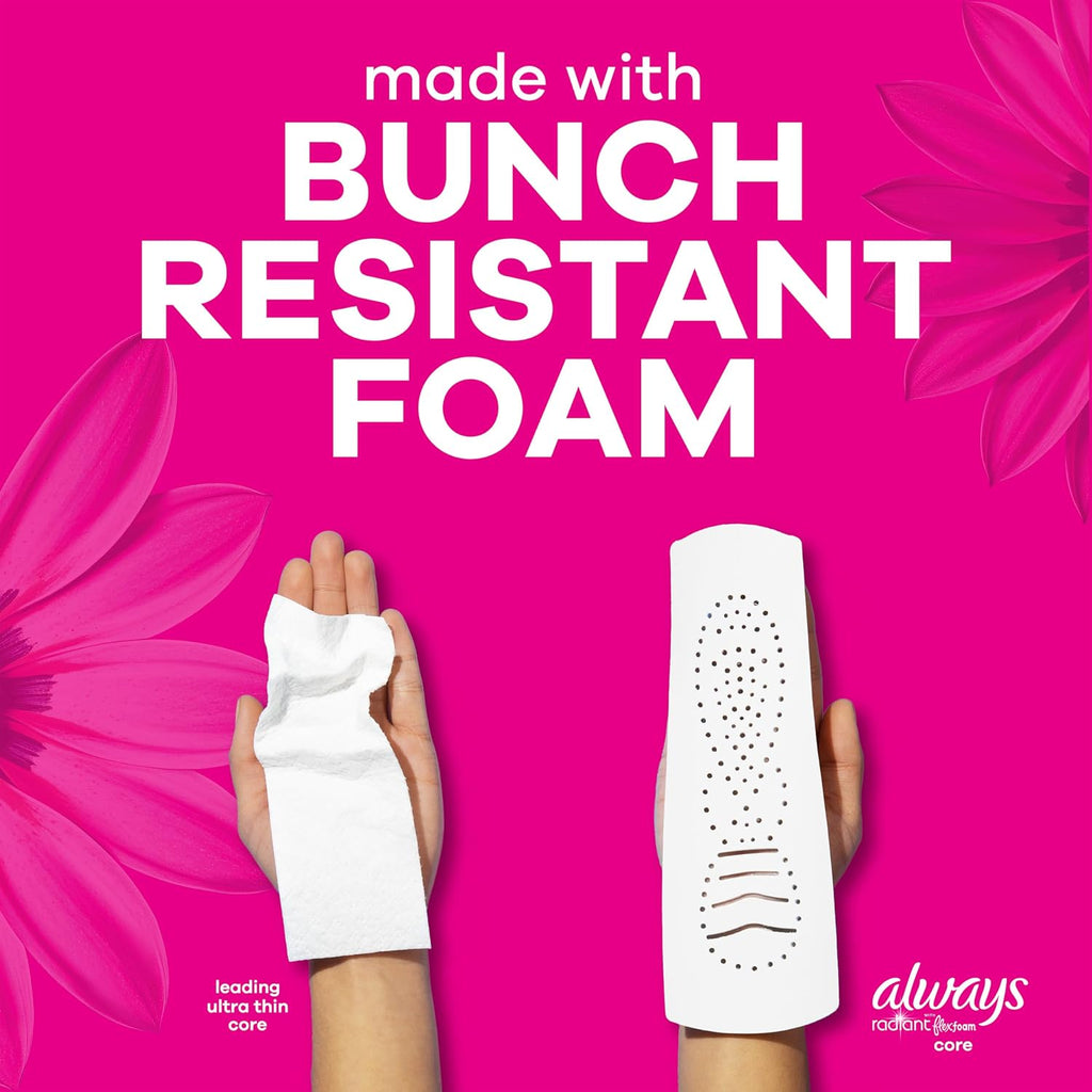 Radiant Feminine Pads for Women, Flexfoam Pads with Wings, Size 2, Heavy Absorbency, Lightly Scented, 78 Count (3