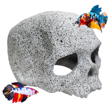 Aquarium Skull Reptile House Decor Ceramic Head Skeleton Decorations Cave Betta Toys Fish Hideout Stones House for