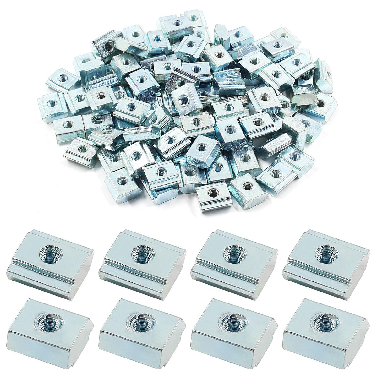 Sliding T Nuts 20 Series M3, 100Pcs, 6mm T-Slot