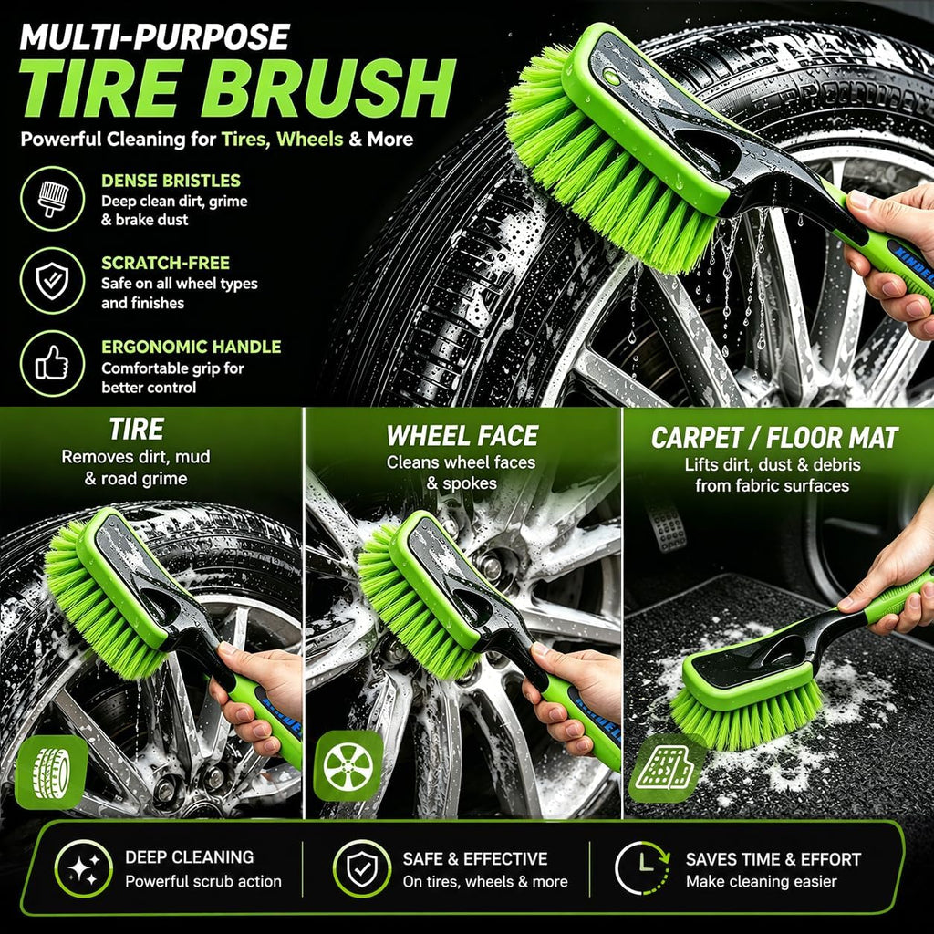 XINDELL Wheel & Tire Cleaning Kit, Deep-Reach Wheel Brush Set for Rims, Spokes, Lug Nuts and Tire Sidewalls