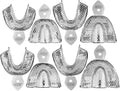 Dental Impression Trays – Set of 8 (Small, Medium, Large, Extra Large) – Stainless Steel, Perforated, Autoclavable