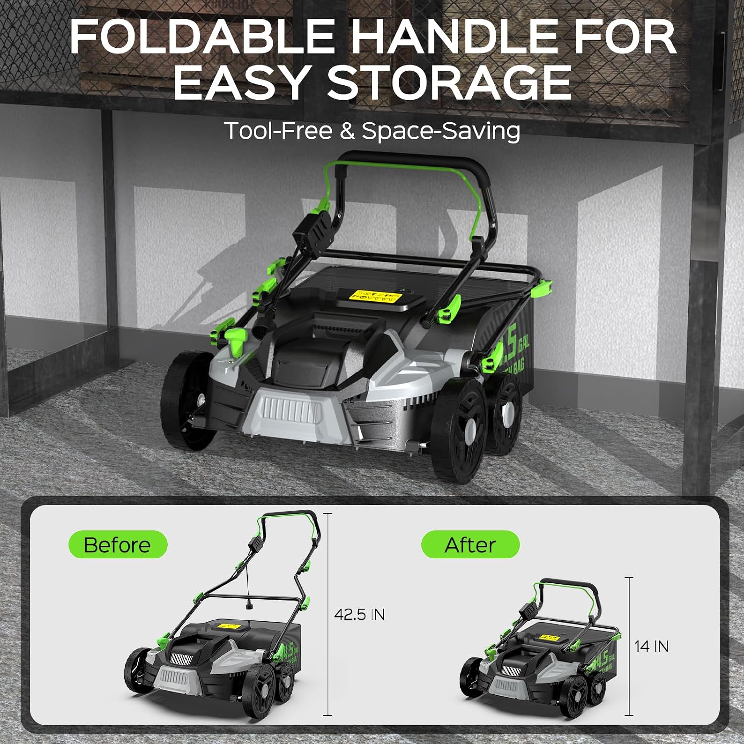 2026 Upgrade 16-Inch 15.5 Amp 2-in-1 Electric Dethatcher and Scarifier with 14.5-Gallon Collection Bag, Lawn