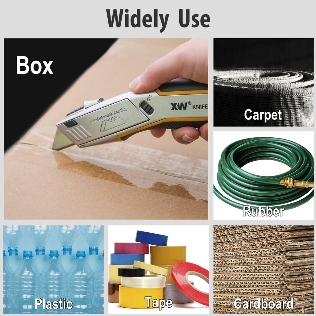 Heavy Duty Auto-loading Utility Knife,3-position Retractable Box Cutter with Total 5 Blades