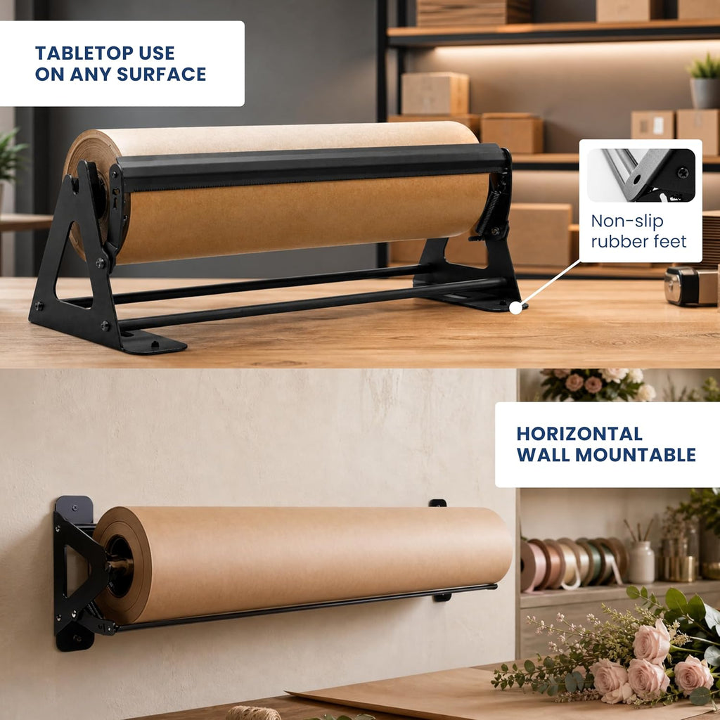 24 Inch Paper Roll Dispenser and Cutter for Kraft, Butcher Paper