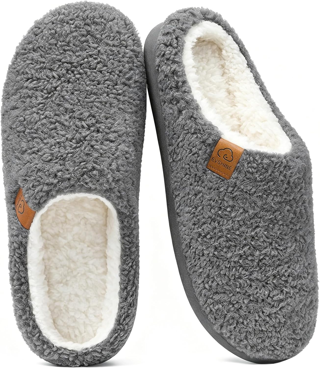 Memory Foam Fuzzy Slippers for Women Curly Fleece House Shoes | Indoor Outdoor, Comfy and Warm Fur Lining, Non-slip