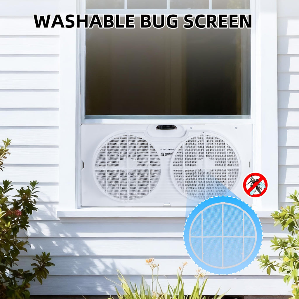 9" Twin Window Fan, 2-Speed Expandable Dual Window Fan Manual Controls