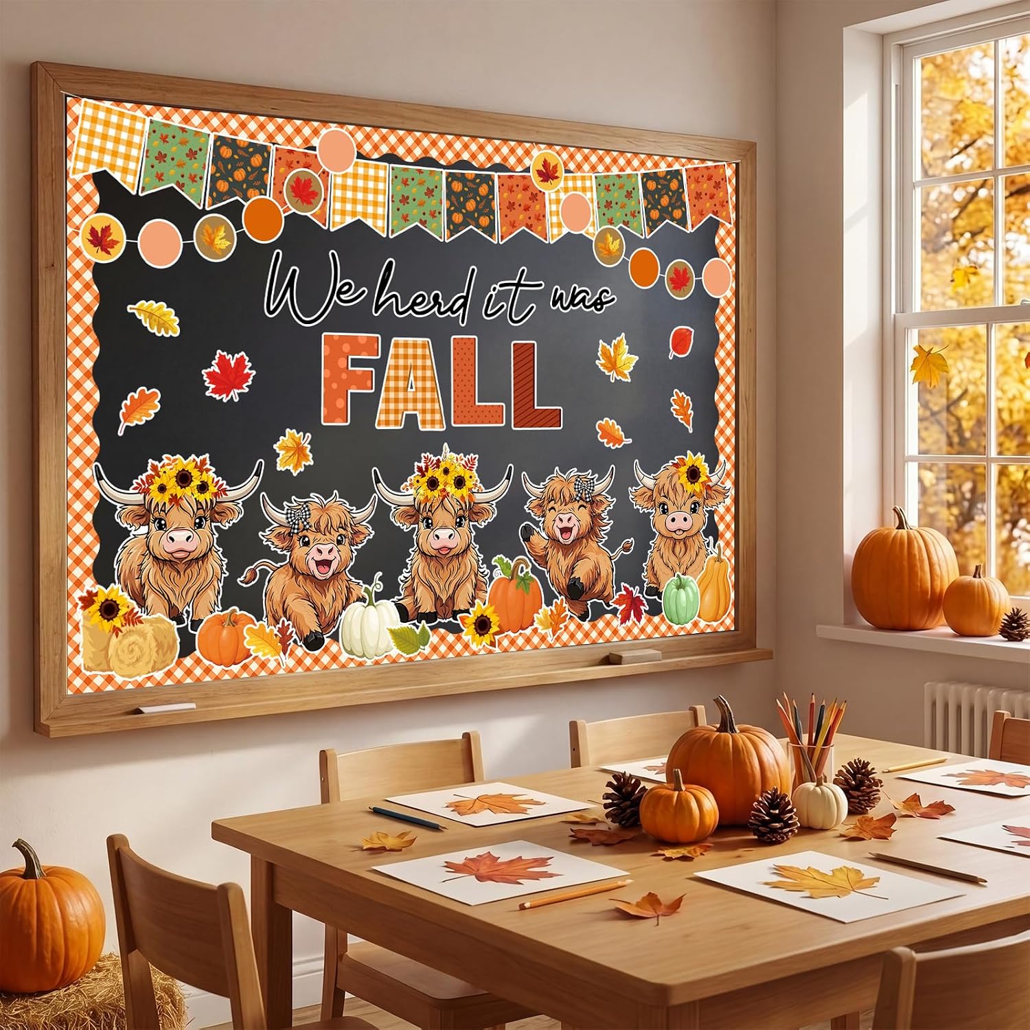Fall Thanksgiving Bulletin Board Set Autumn Harvest Classroom Decorations Cutout for Door Wall School Supplies