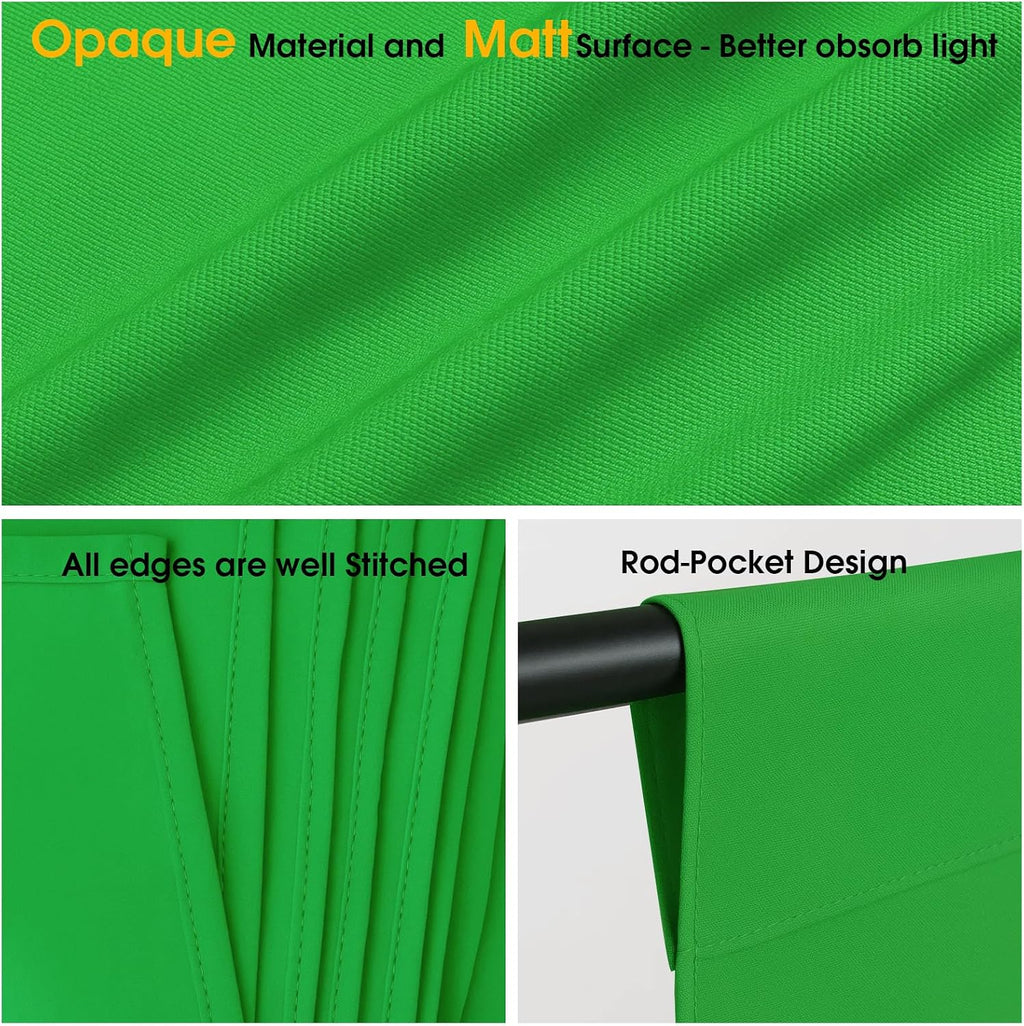 10x20ft Green Screen Backdrop for Photography, Dual-Size Dual-Pocket Design Chromakey Background for Photoshoot and