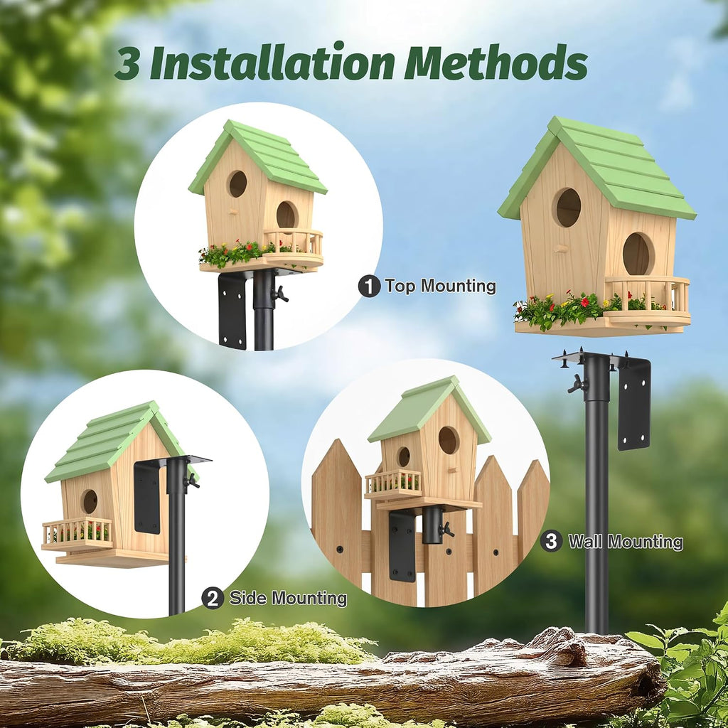 79 Inch Bird Feeder Pole Kit, 5-Prong Base, Hanging Hook