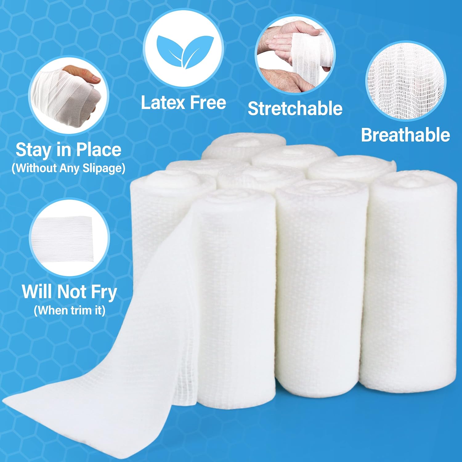 Gauze Rolls –36 Rolls- Premium First Aid Supplies for Safe Adventuring–Flexible, Stretchable, Breathable Gauze
