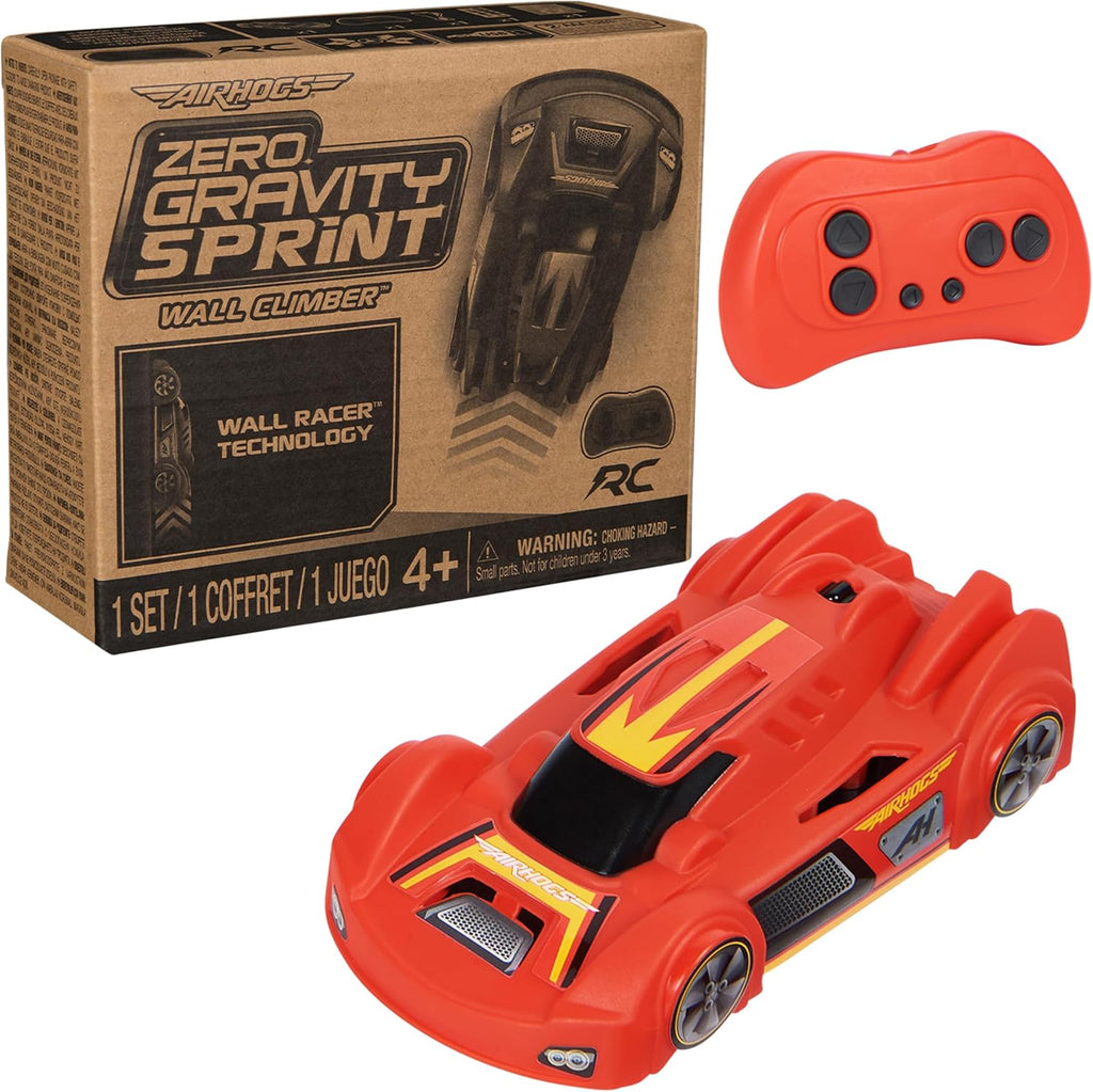 Zero Gravity Sprint RC Car Wall Climber, Red USB Micro B Rechargeable Indoor Wall Racer, Over 5-Inches Long, Toys for