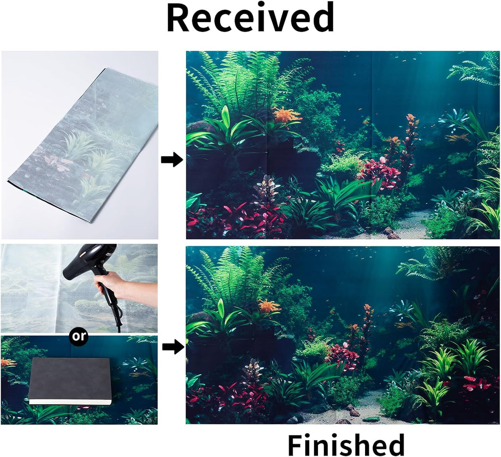 3 Pack Aquarium Background, 30x18 inch Polyester Aquarium Background