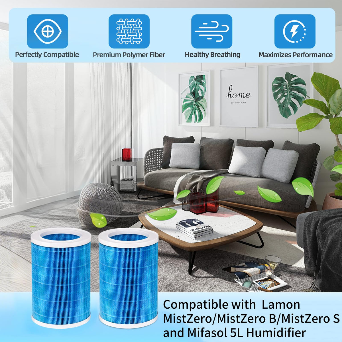 Humidifier Replacement Filter Compatible with Lamon MistZero/MistZero B/MistZero S and Compatible with Mifasol 5L