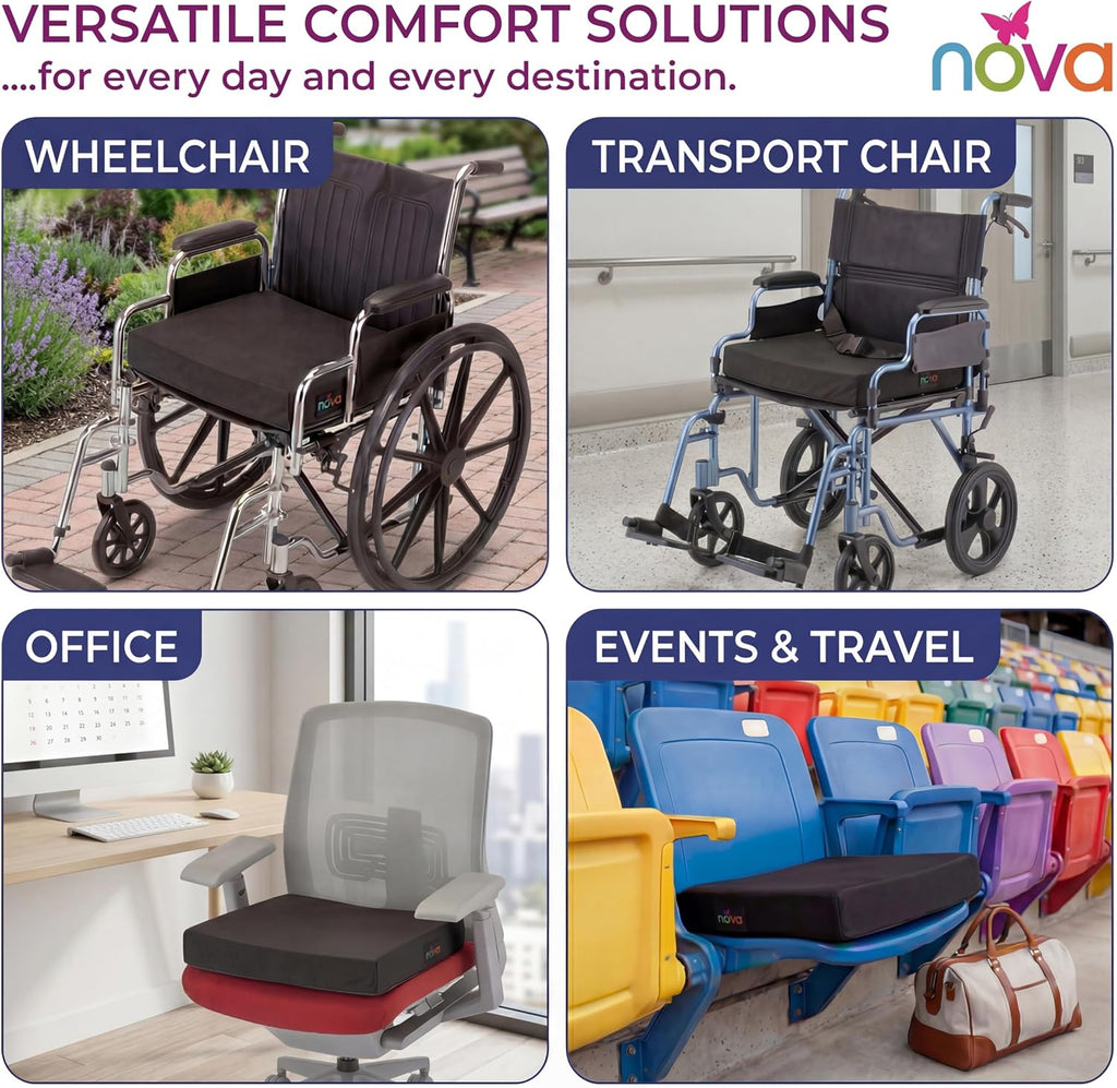 Medical Products Gel & Memory Foam Seat & Wheelchair Cushion in 8 Sizes (from 16” x 16” to 18” x 24” Extra Wide)