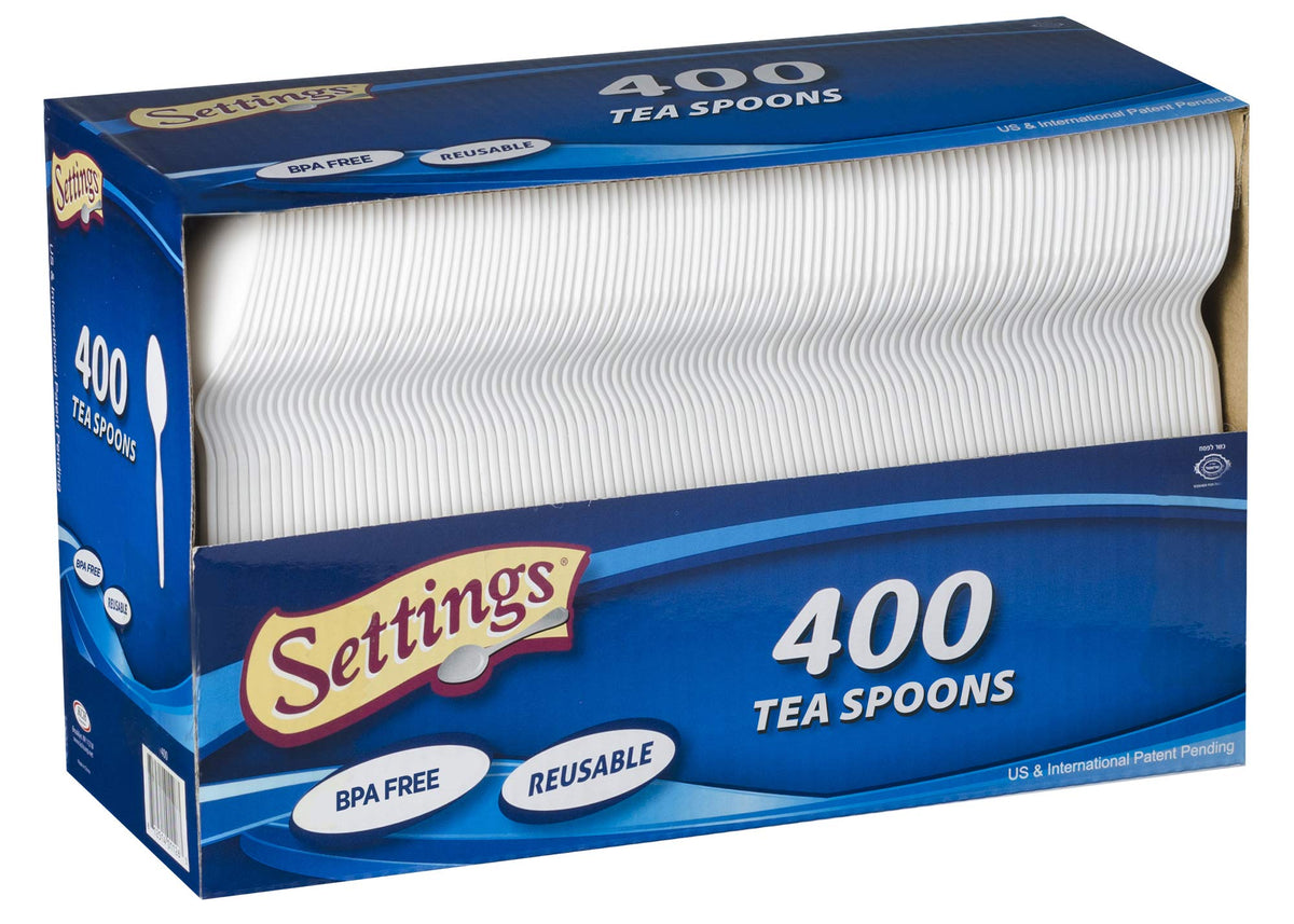 Plastic Teaspoons Heavy Duty Disposable White Cutlery, 400 Count