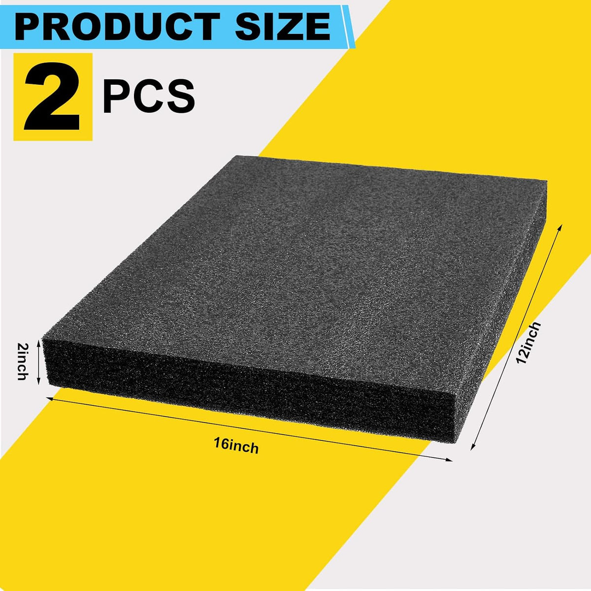 2 Pcs Customizable Polyethylene Foam Sheets 16x12x2"