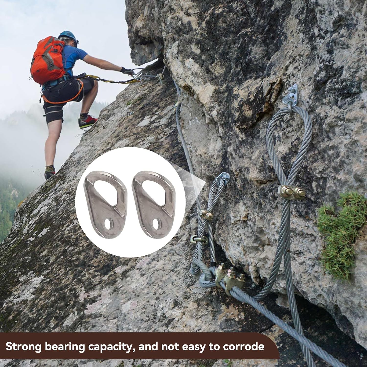 Bolt Hanger, 2Pcs 304 Stainless Steel Bolt Hanger Outdoor Caving Protection Hardware Accessory for Outdoor Mountain