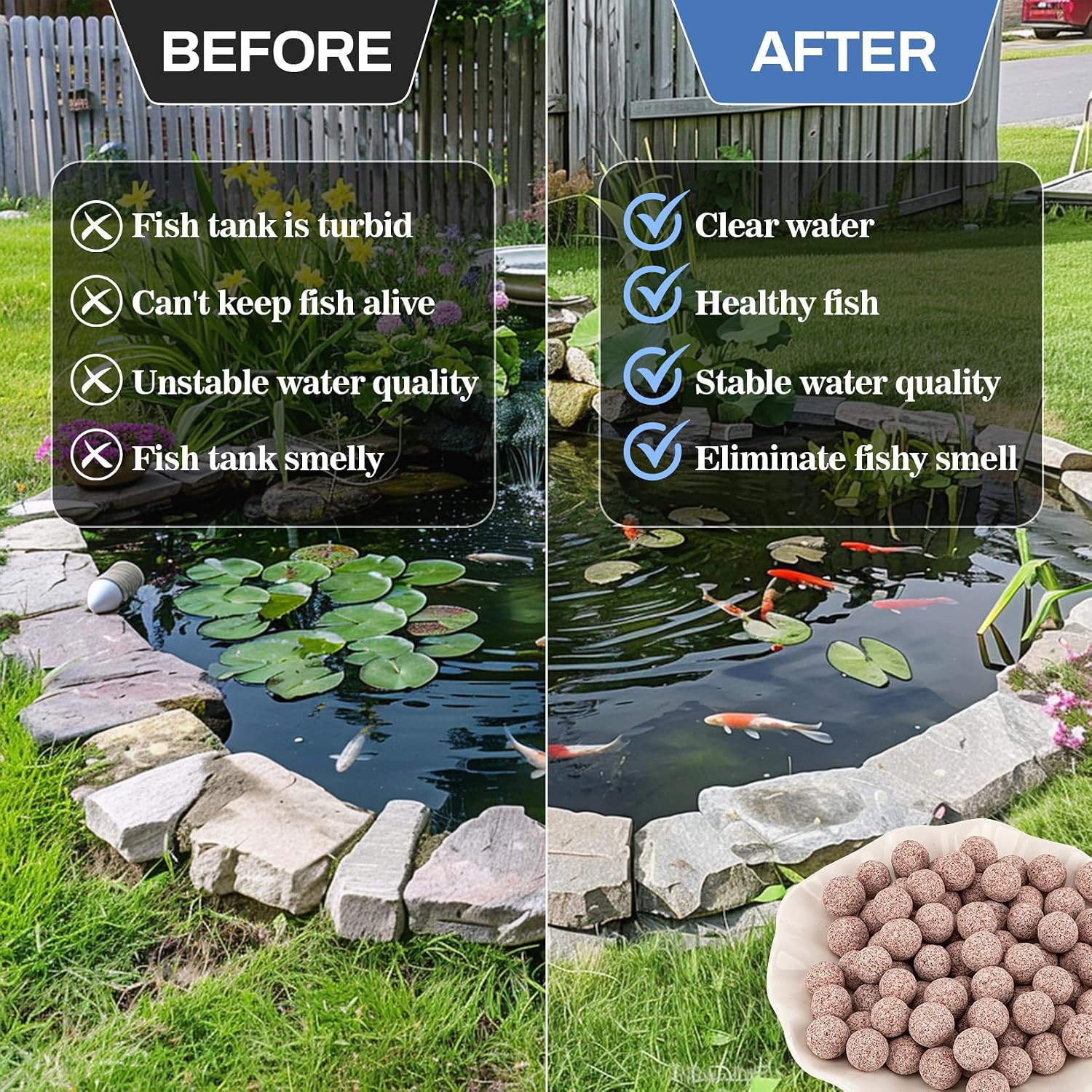 15oz Ceramic Bio Balls - Aquarium Fish Tank Filter Media for Sump Pond | Nano-Tech Bio-Spheres Filter Biomedia Balls
