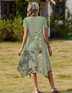 Womens Casual Dress for Summer Loose Hankerchief Flare Midi Sundress