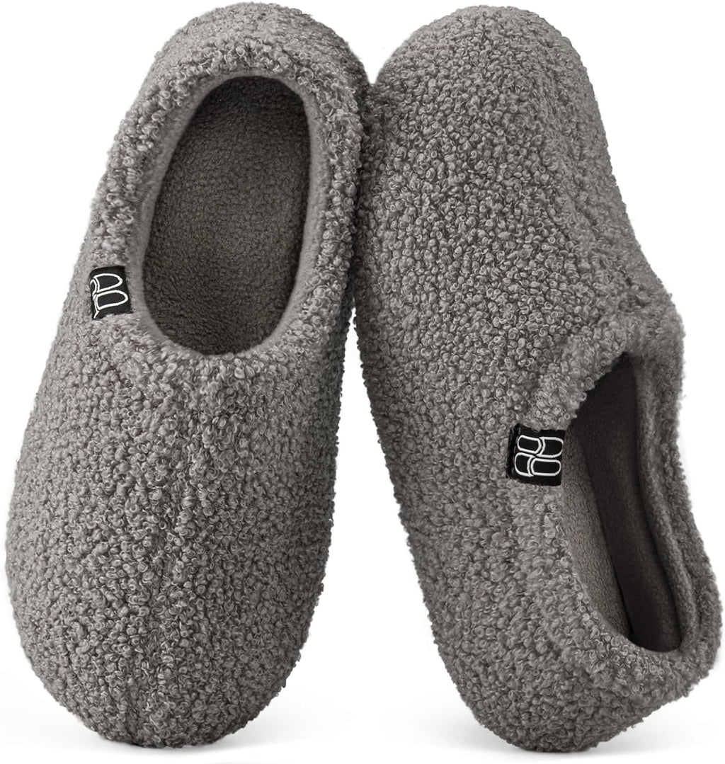 Women's Fuzzy Curly Fur Fleece Lining Memory Foam Loafer Slippers | Non-slip,indoor and