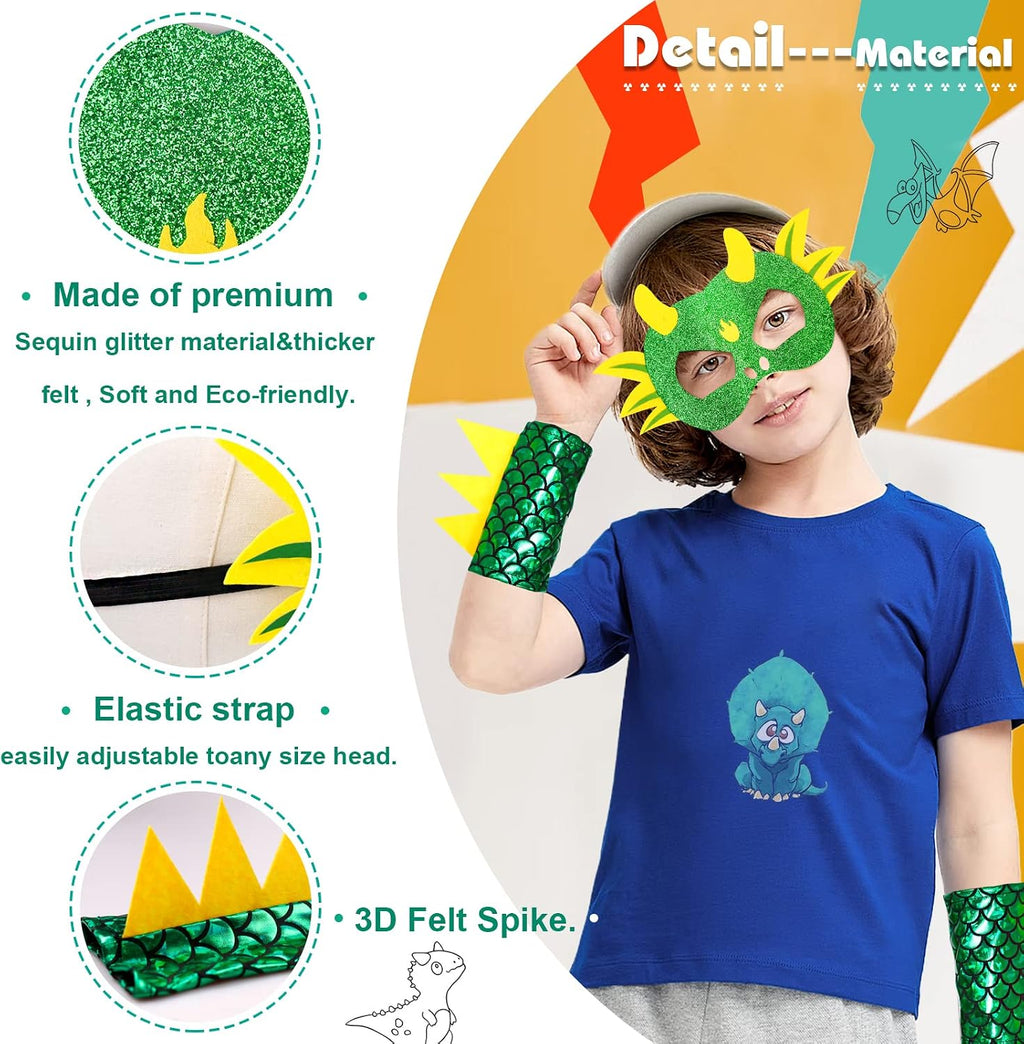 Dragon Wings Costume for Kids, Hooded Dragon Cape Mask Gloves | Toddler Boys Dress-Up Dinosaur Toys for Pretend Play