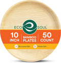 10 Inch Disposable Bamboo Plates (50 Pack, Round)