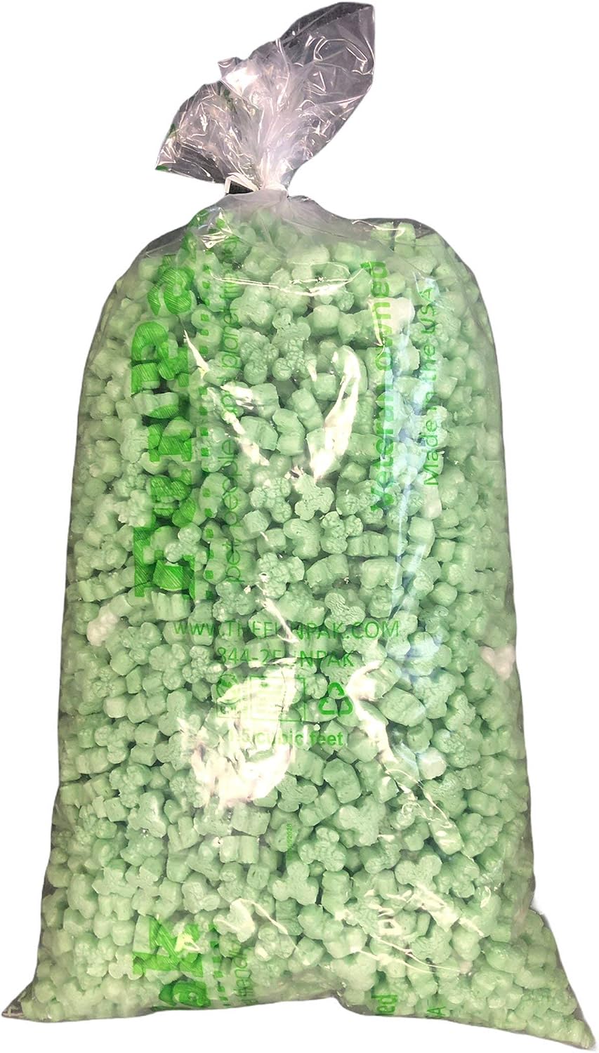 ! Brand FunPak Plant Based Biodegradable Packing Peanuts, 1.5 cu ft Bag, Compostable (Green Shamrocks)