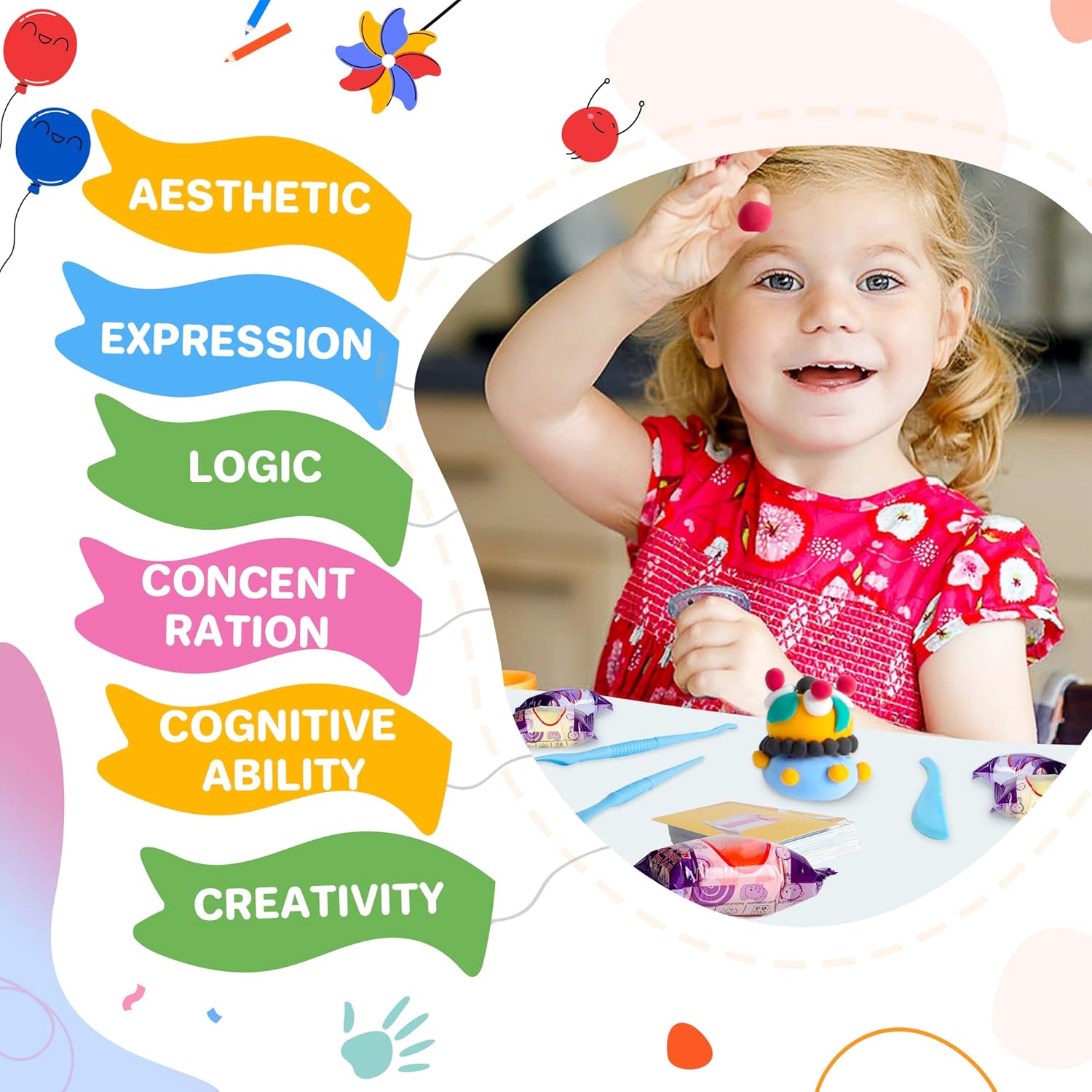 Air Dry Clay 66 Colors, Modeling Clay for Kids, DIY Magic Clay, Molding Clay Kit with Sculpting Tools, Non-Sticky