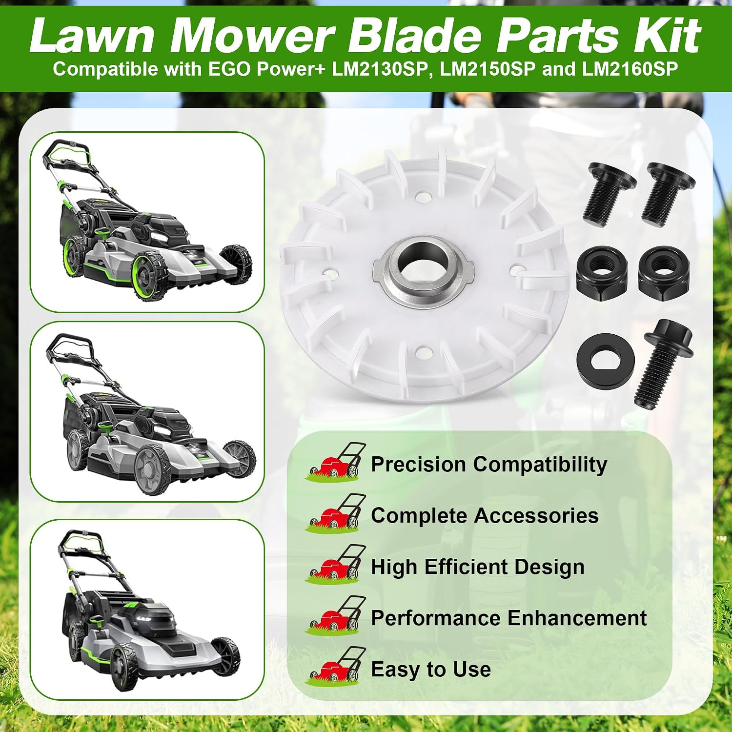 Lawn Mower Blade Part Kit, Compatible with EGO Dual Blades | Bolts, Nuts & Washer Replacement Kit, Compatible with