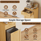 13 Gallons Pull Out Trash Can Cabinet, Hidden Trash Can, Natural Oak