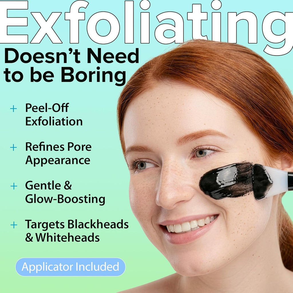 Charcoal Peel Off Face Mask Applicator Set, Deep Pore Cleansing Mask | Pore Minimizer Blackhead Remover with