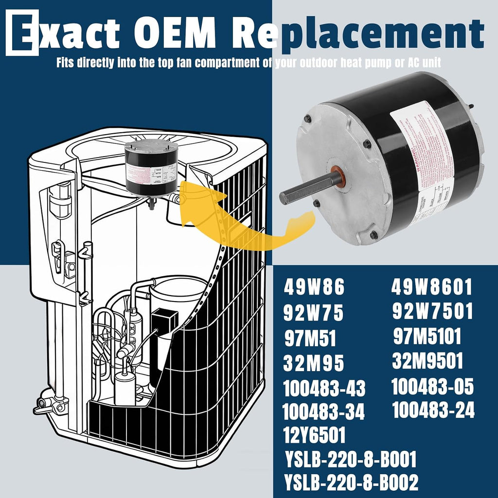 12Y65 YSLB-220-8-B001 Condenser Fan Motor 1/4HP 825RPM for Lennox