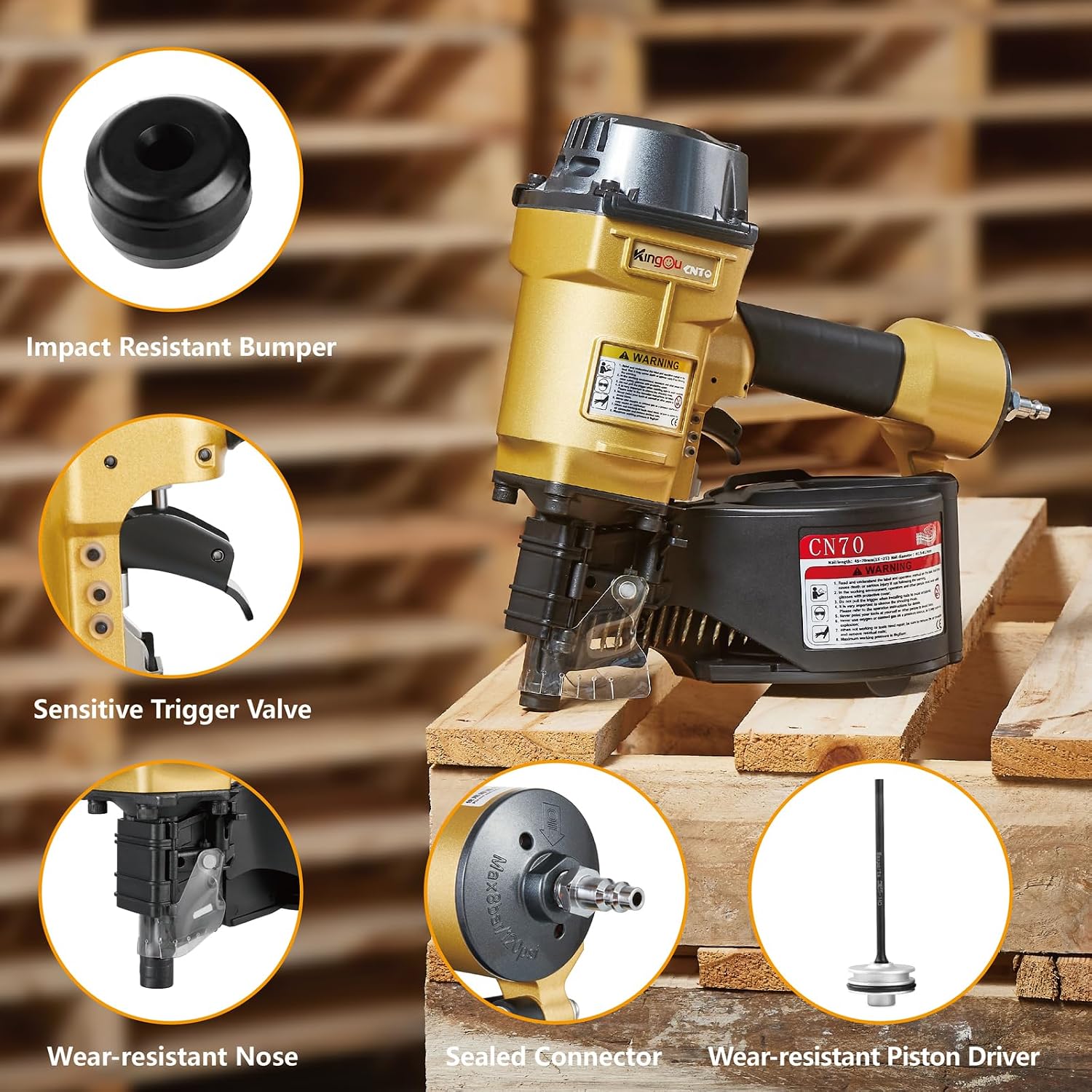 CN70 Siding Nailer Accepts 1-3/4-Inch to 2-3/4-Inch Nails