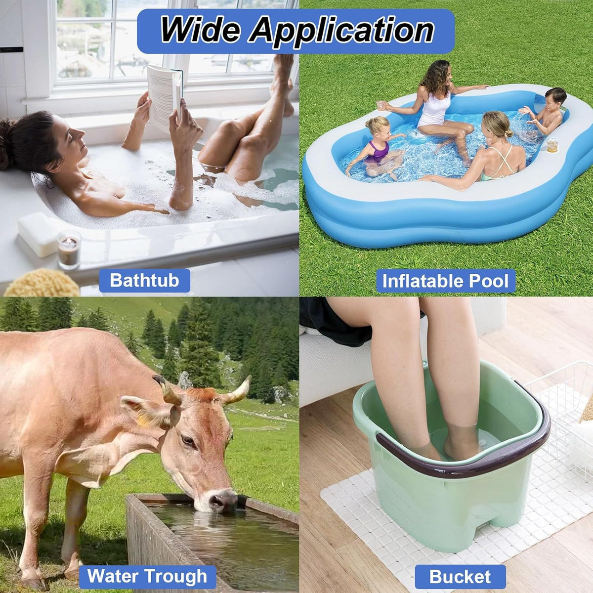 2000W Pool Heater for Inflatable Above Ground Swimming Pool, Immersion Water Heater for Bathtub with Thermostat