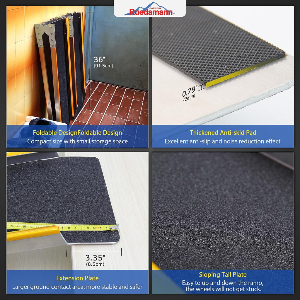 71" Aluminum Loading Ramps for Pickup Trucks, 600Lbs Capacity | Folding Motorcycle Ramp, ATV Truck Ramps for Dirt