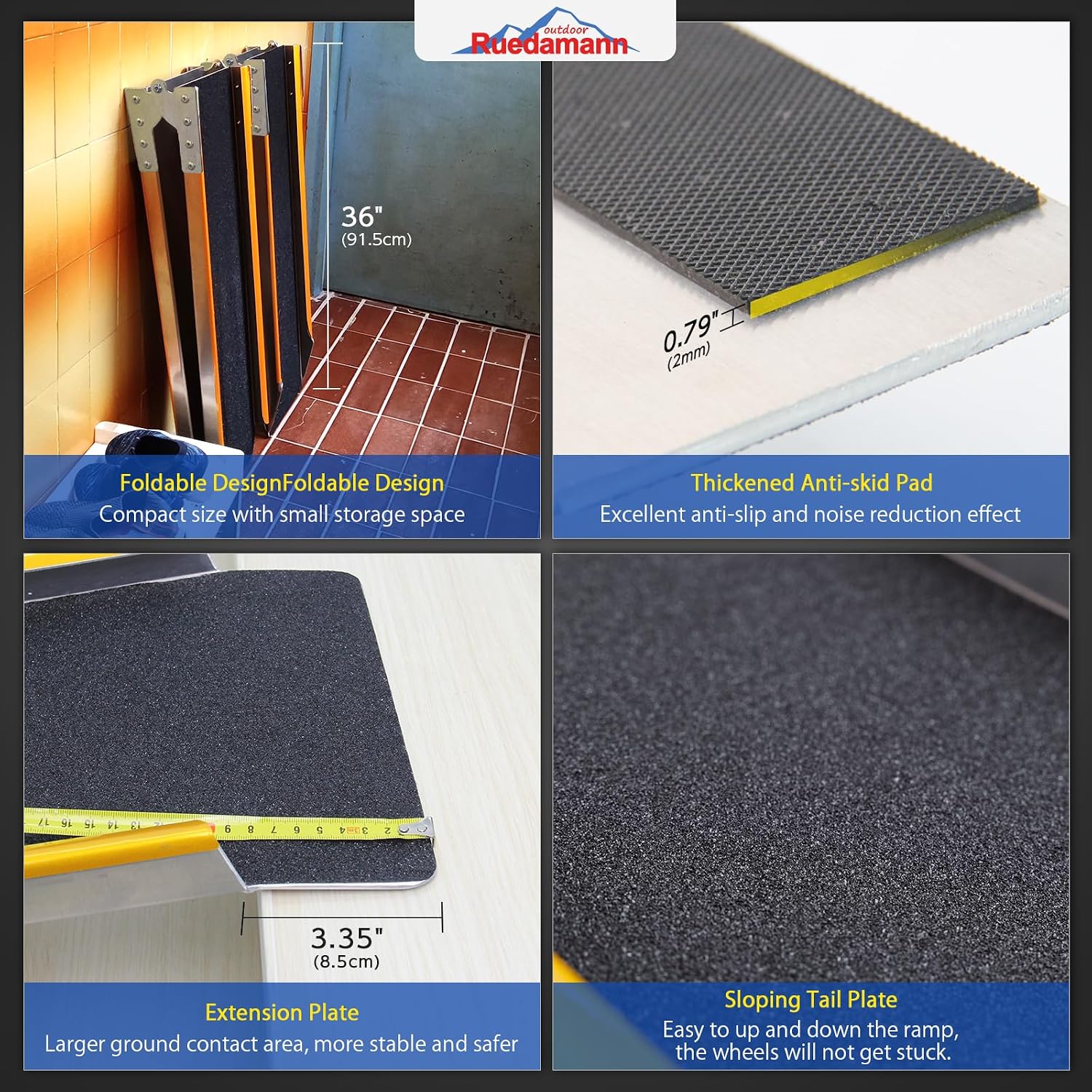 71" Aluminum Loading Ramps for Pickup Trucks, 600Lbs Capacity | Folding Motorcycle Ramp, ATV Truck Ramps for Dirt