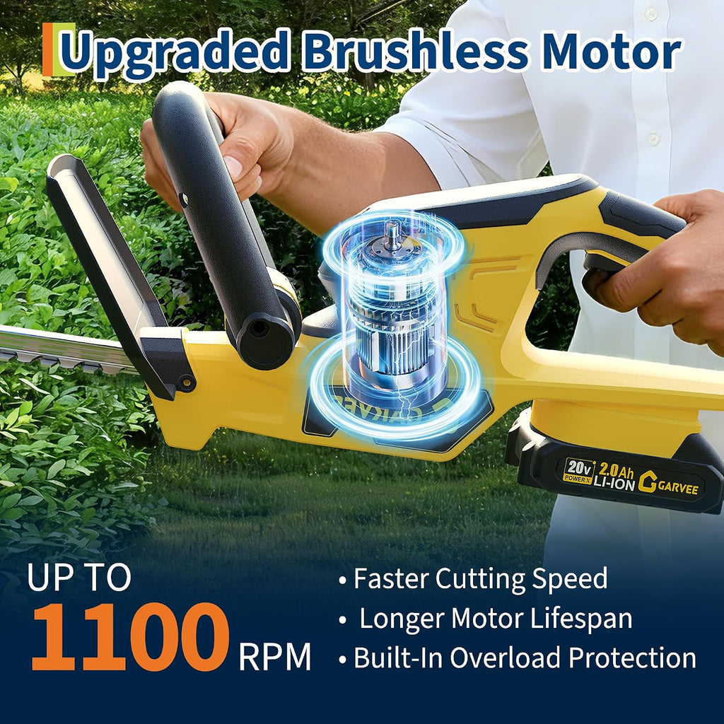 Hedge Trimmer Cordless, 22 Inch Electric Hedge Trimmer, 20V Bush Trimmers with 2 2.0Ah Batteries and Charger