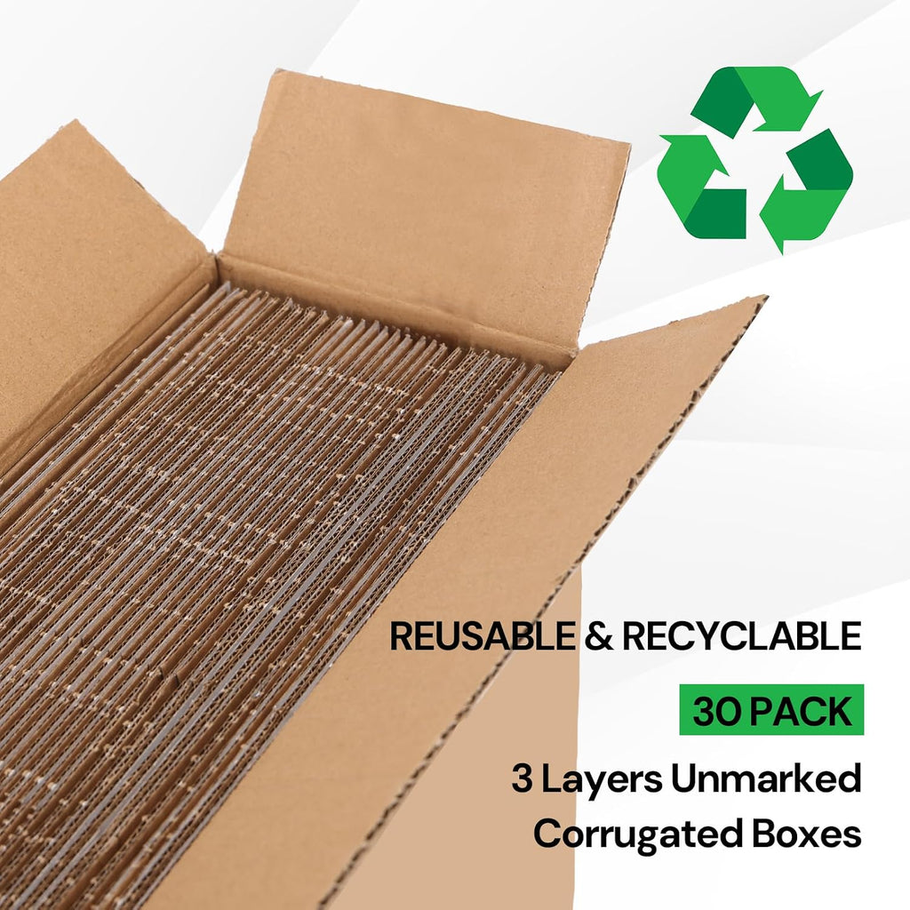 30 Pack 8x6x4 Shipping Boxes White, Small Corrugated Cardboard Box for Mailing, Packaging Small Business, Kraft