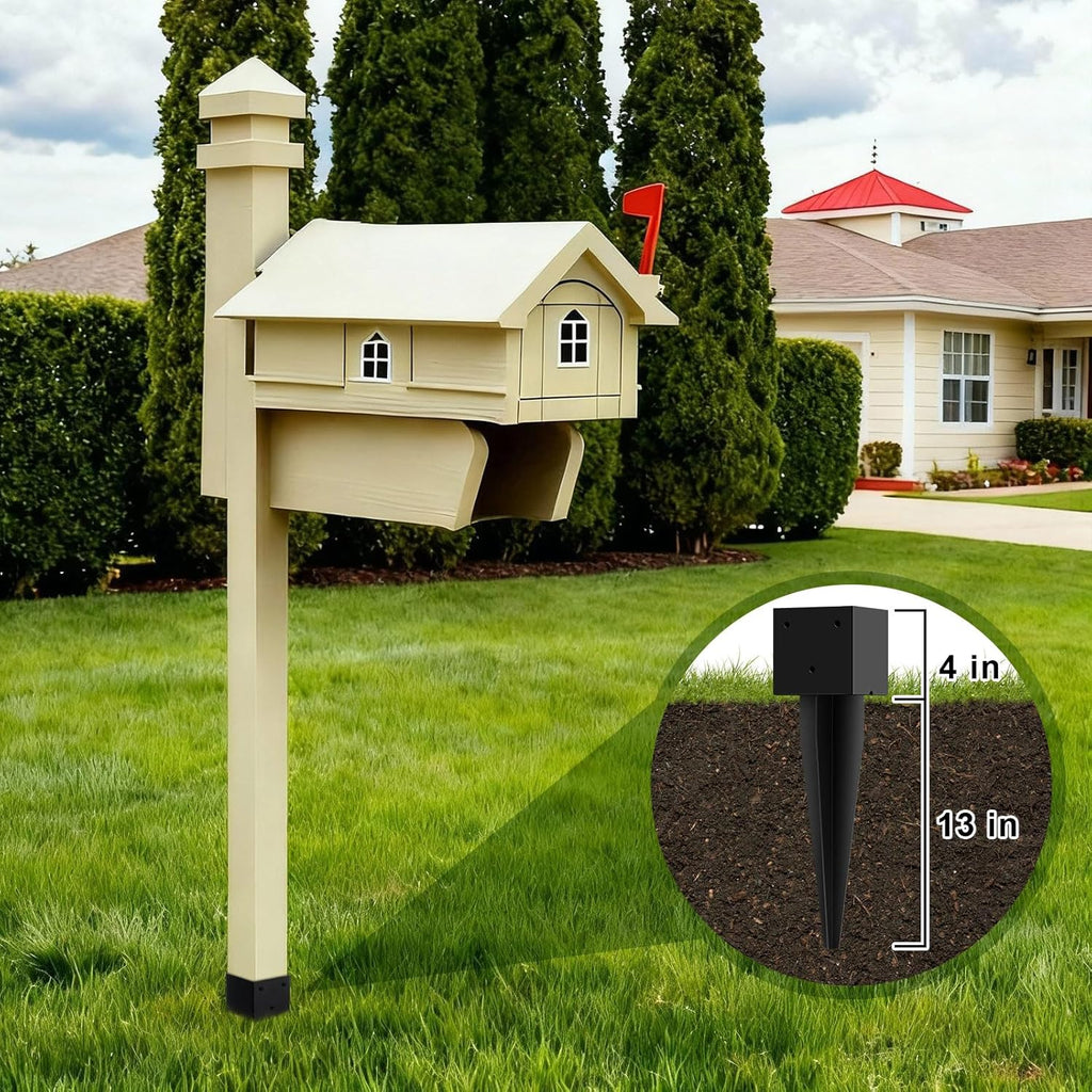 4 "x 4" Mailbox Mounting Post Base Black Heavy Duty Metal Mailbox Post Mount Base Mail Box Posts Anchors Mail Box