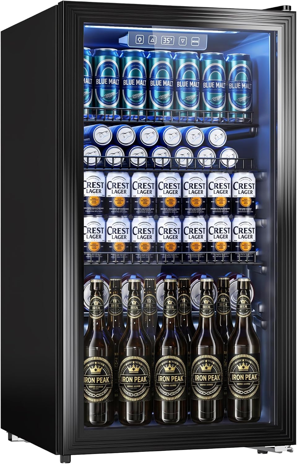 130 Can Beverage Refrigerator, 3.2 Cu.ft Fridge, Glass Door