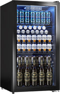 130 Can Beverage Refrigerator, 3.2 Cu.ft Fridge, Glass Door