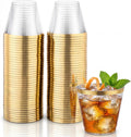 100Pcs 9OZ Clear Plastic Cups with Gold Trim