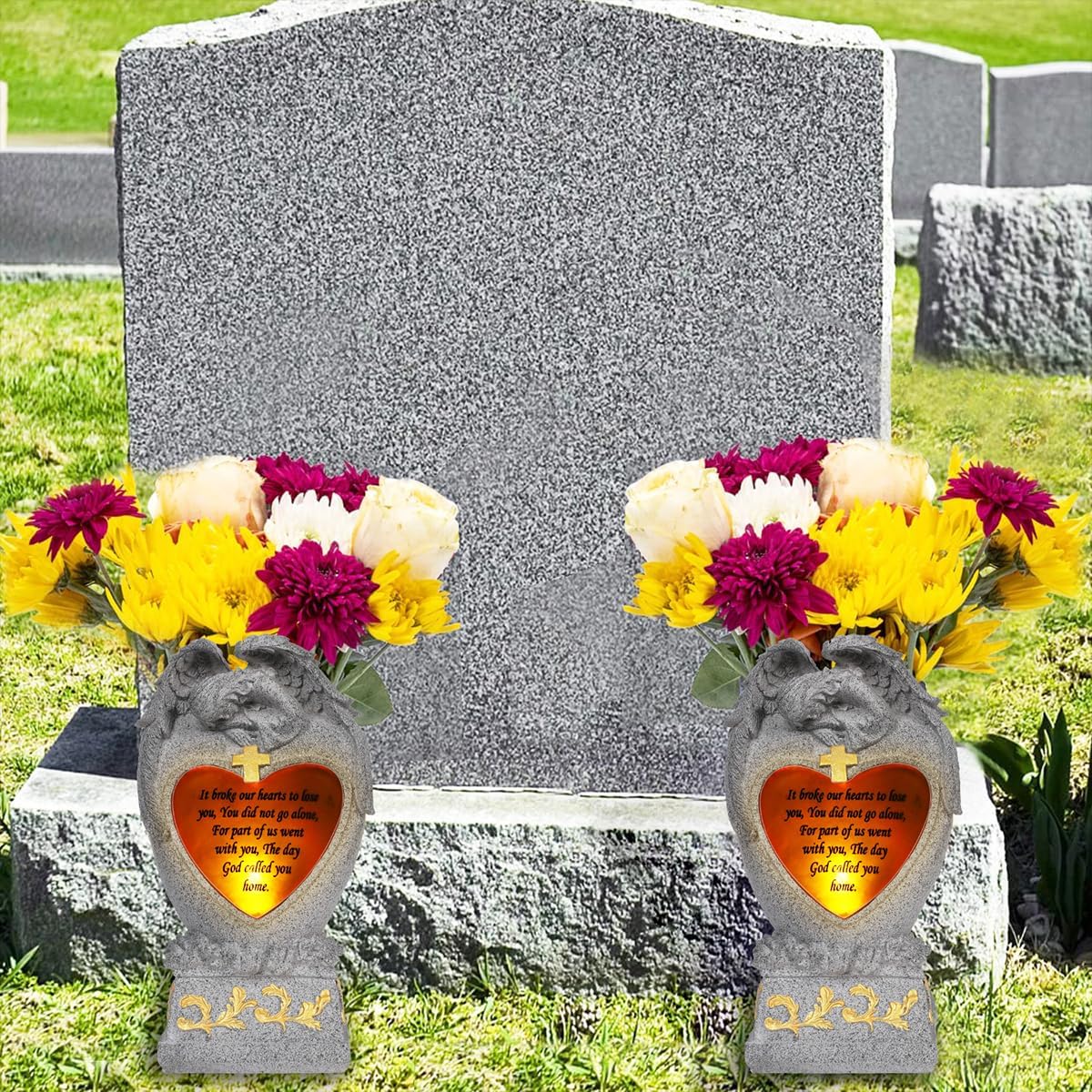 Cemetery Decorations for Grave,Cemetery vases for Grave,Decoration for Graves, Garden Angel,Cemetery vase with