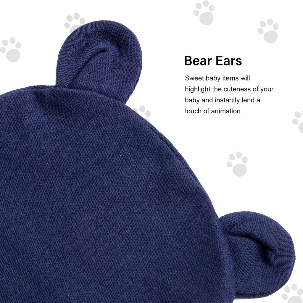 Newborn Baby Hat and Mittens Set Bear Ears Toddler Infant Beanie Caps Newborn Hospital Hat for Baby Boy Girl 0-3 Months