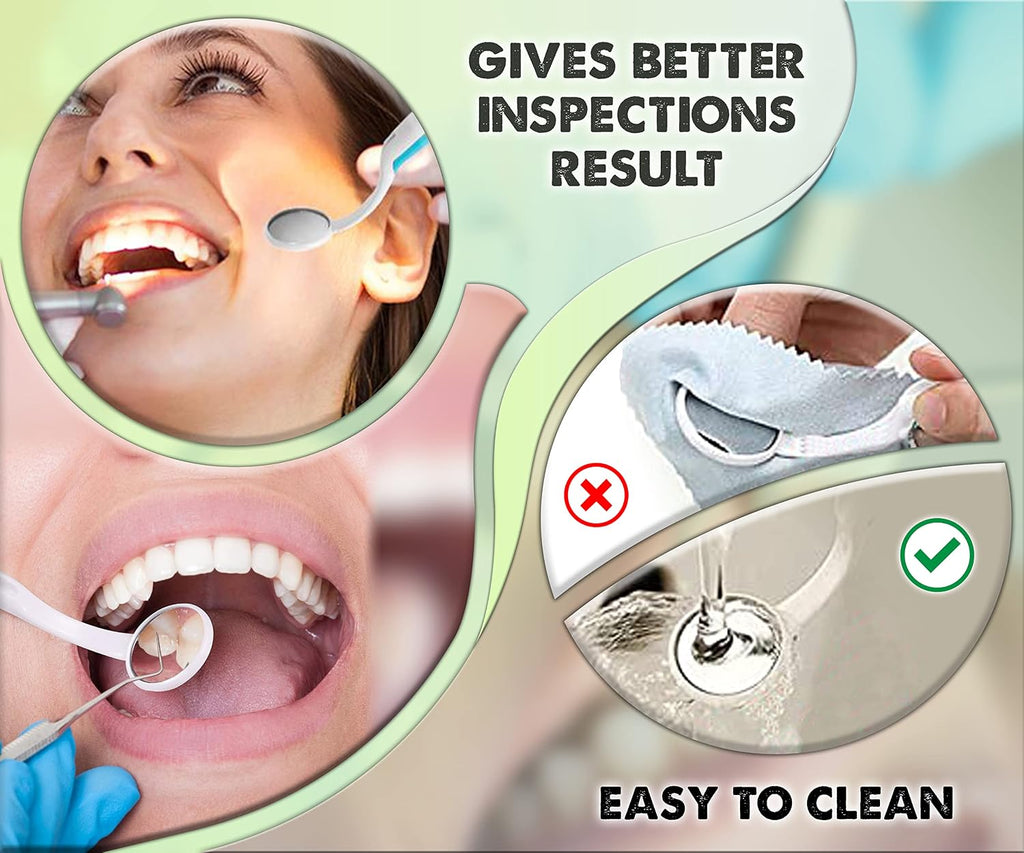Dental Mirror for Teeth with LED Light – Dentist Mirror for inside Mouth, Gums & Tongue – Anti-Fog Reusable Mouth