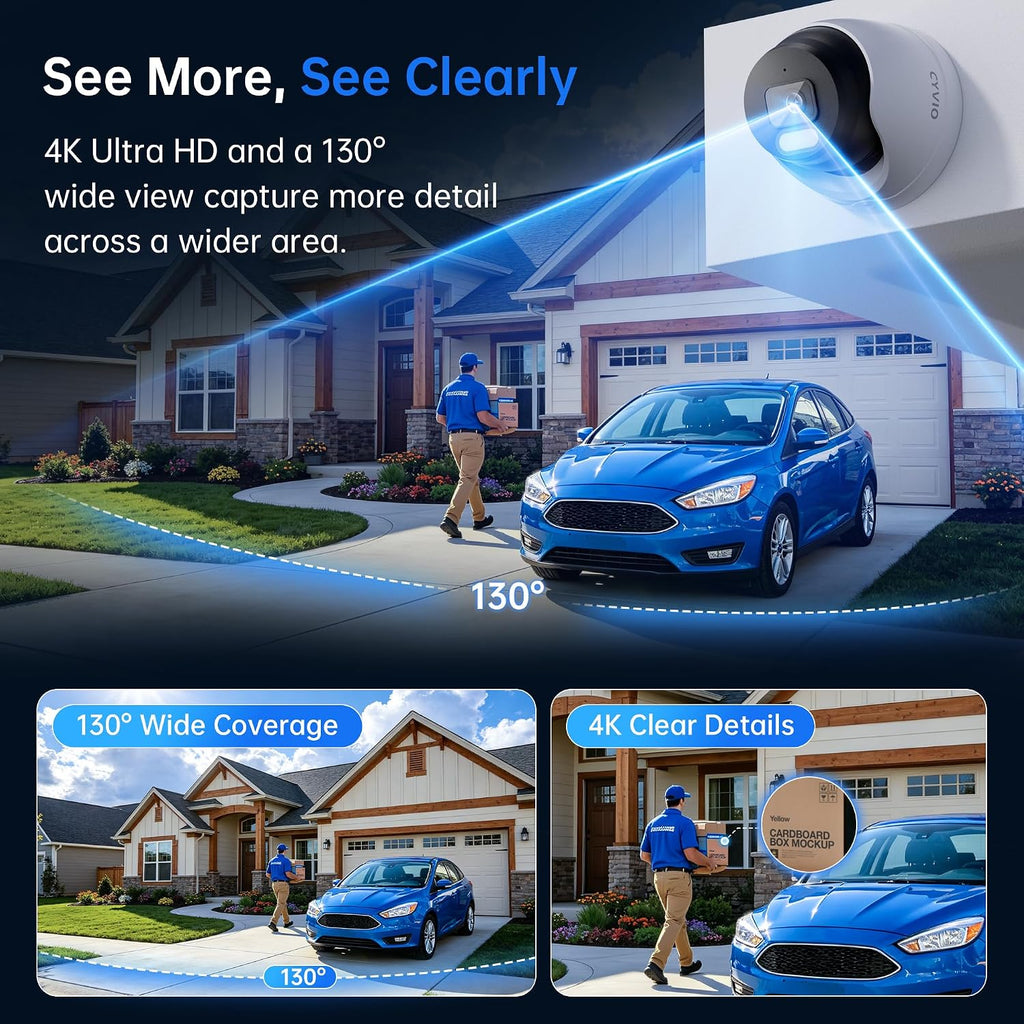 4K PoE Turret Camera System, Metal Housing, 2TB HDD NVR, 8-Cam Kit