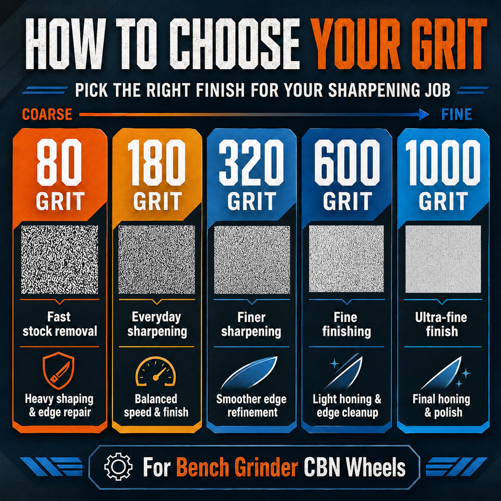 Upgraded 6 Inch CBN Grinding Wheel, 1/2" Arbor, 1" Wide, 1" Side, 600 Grit
