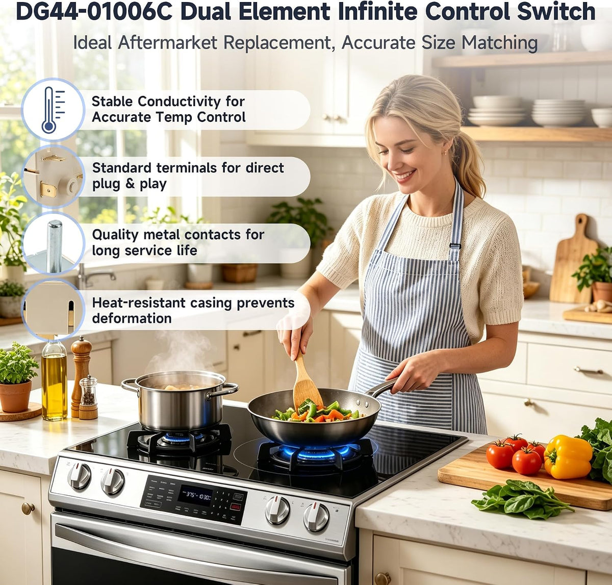 DG44-01006C Surface Infinite Switch, Compatible with Samsung Electric Range Surface Element Switch, Replaces for AP7014551 PS16556816 EAP16556816
